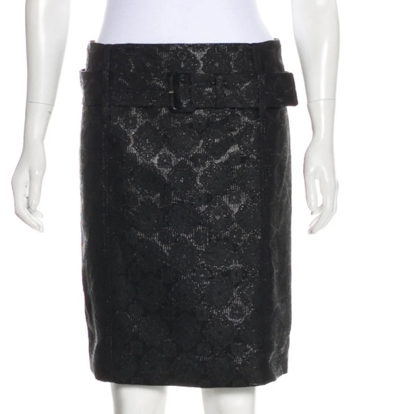 🚫SOLD Prada metallic black shiny pencil skirt EUC - Picture 4 of 8
